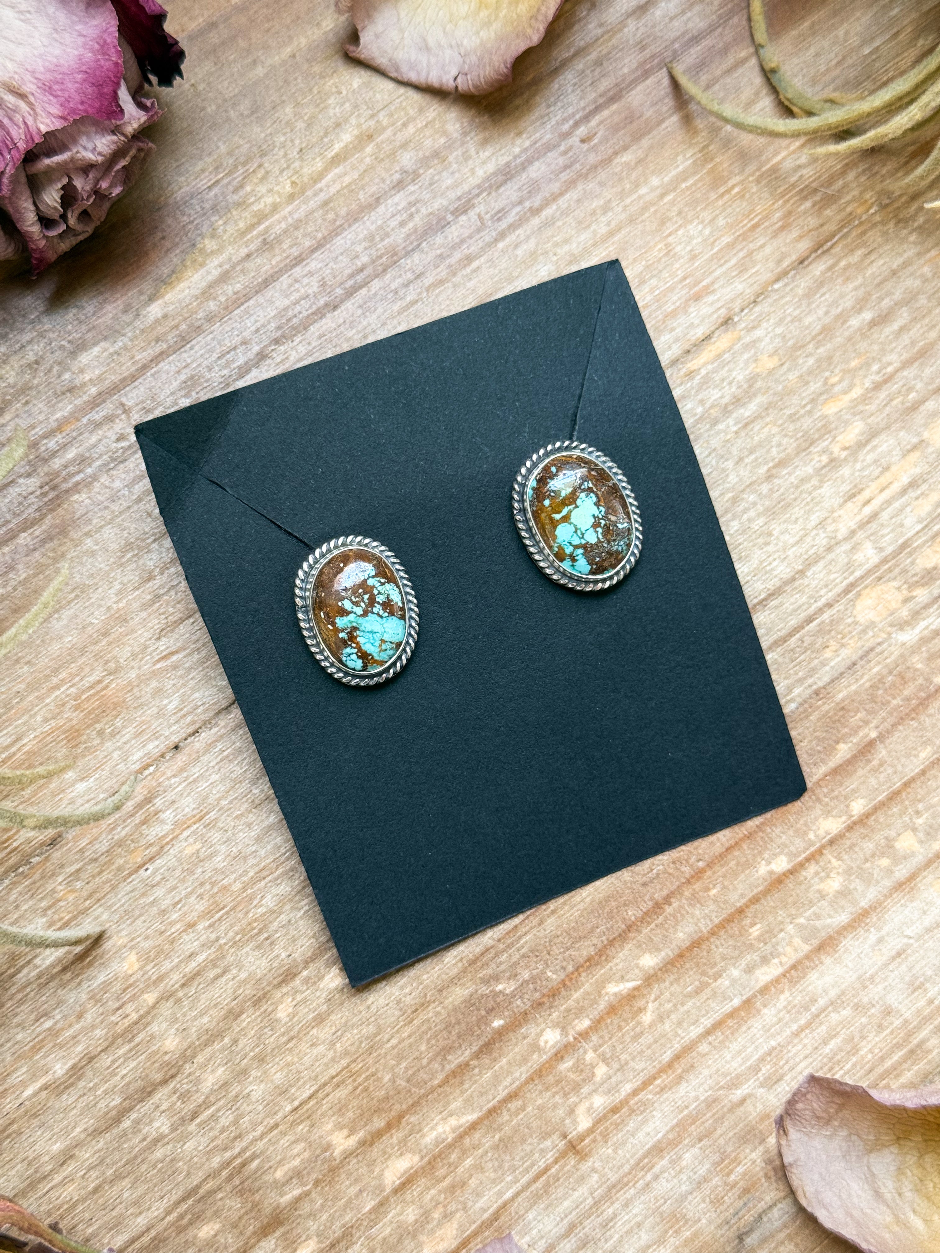 Sterling Silver Rising Phoenix Turquoise Stud Earrings