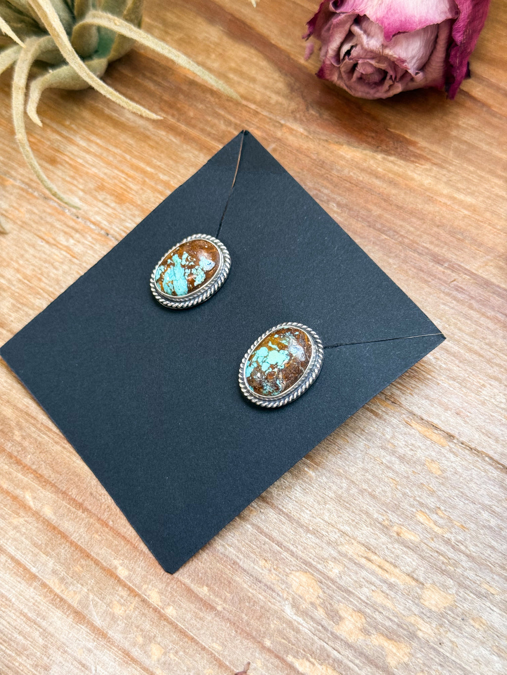Sterling Silver Rising Phoenix Turquoise Stud Earrings