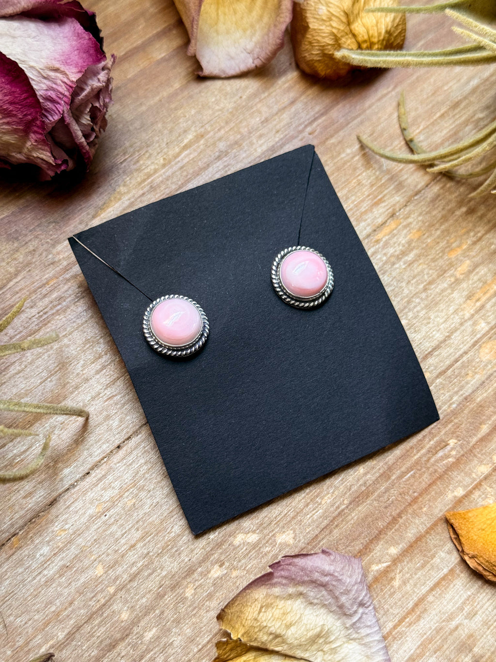 Sterling Silver Pink Conch Stud Earrings