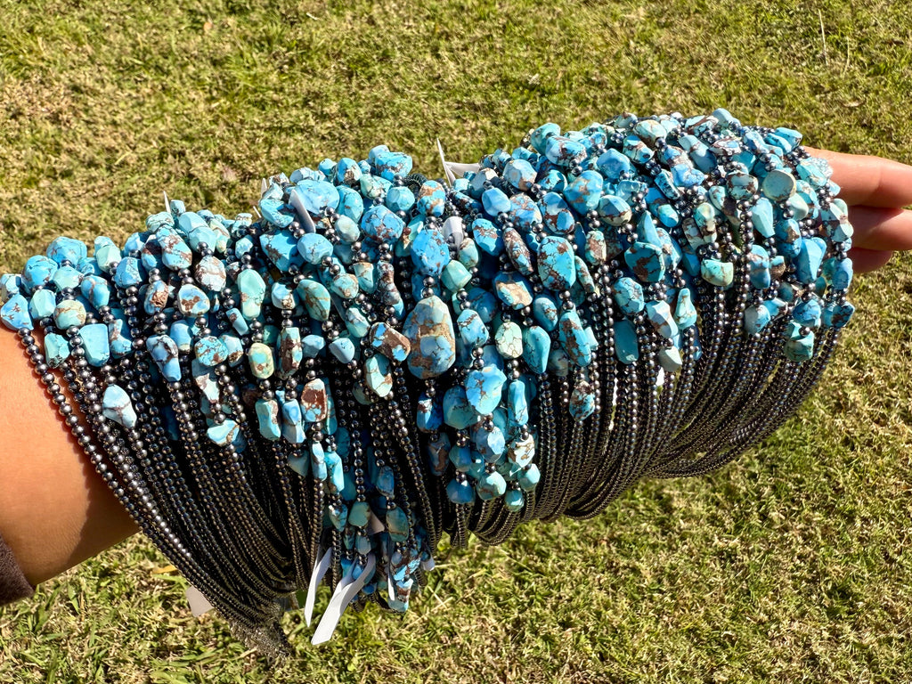 Golden Hills Turquoise & Sterling Pearl Necklace – 16" | The Bijoux FAB
