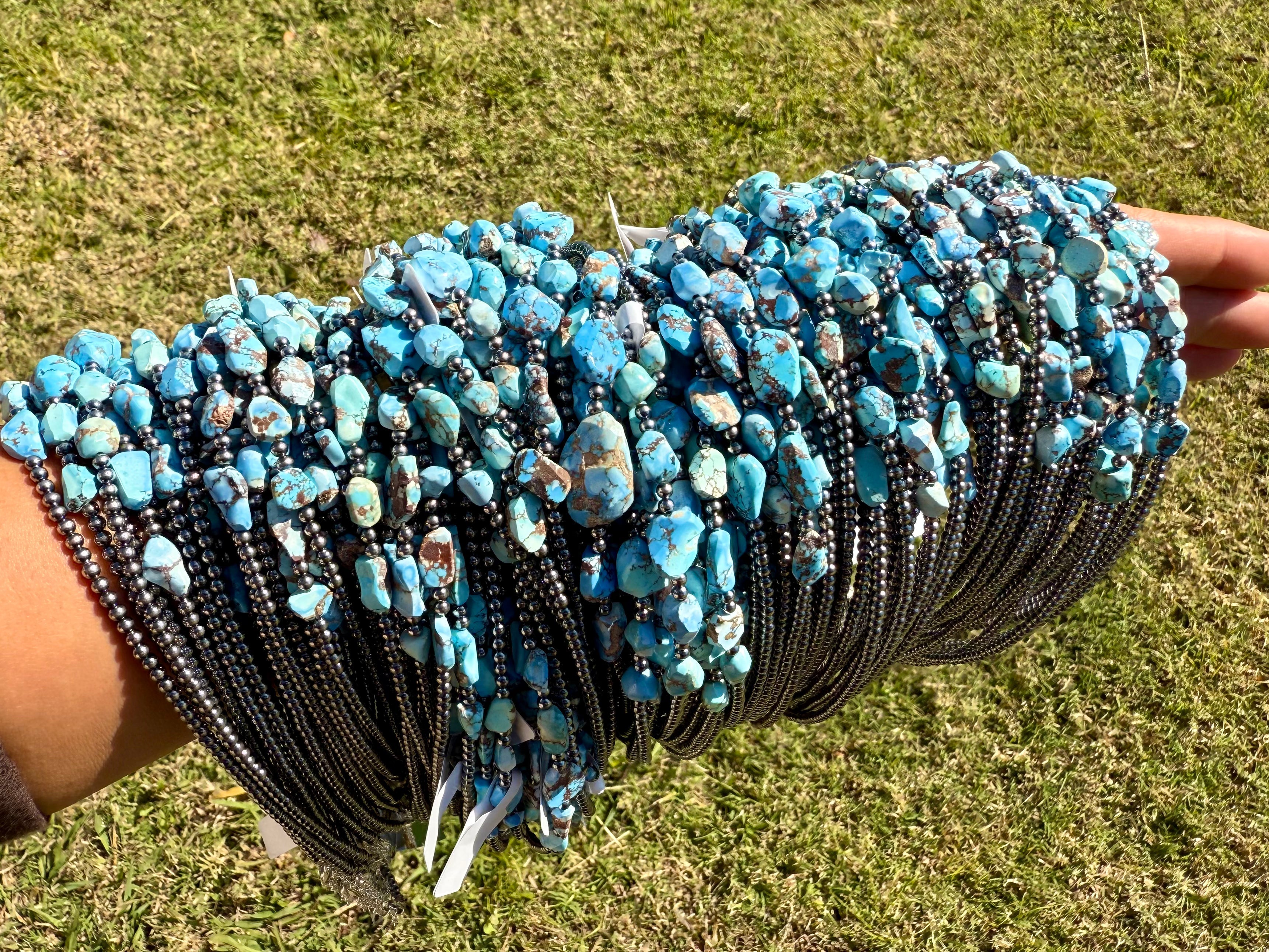Golden Hills Turquoise & Sterling Pearl Necklace – 16" | The Bijoux FAB