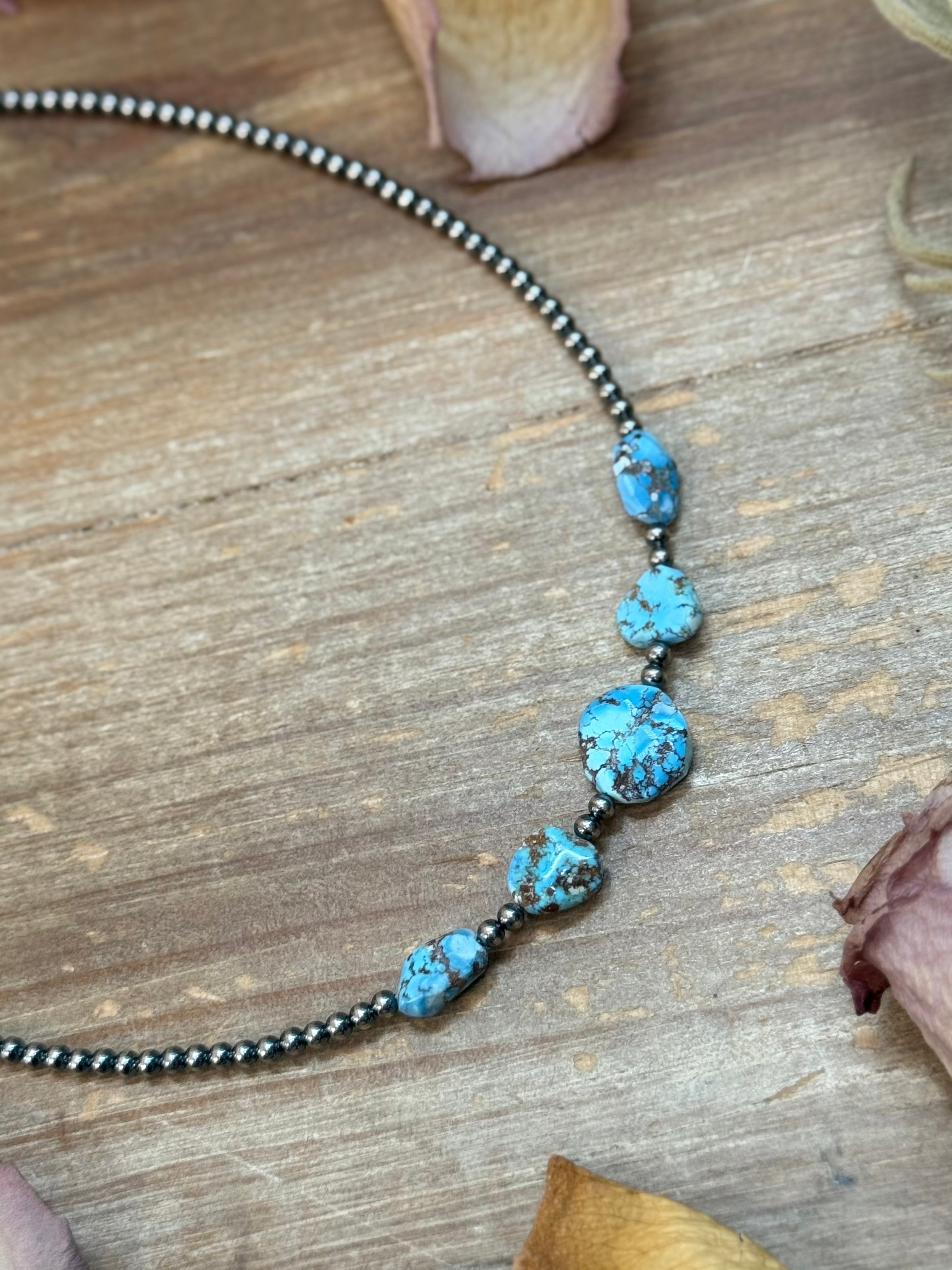 Golden Hills Turquoise & Sterling Pearl Necklace – 16" | The Bijoux FAB