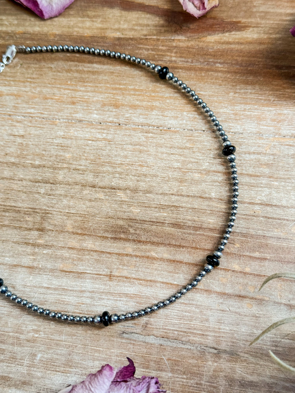 Black Onyx & Sterling Silver Pearl Necklace – 15" | The Bijoux FAB