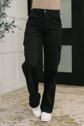 Keira High Waist Cargo Wide in Black