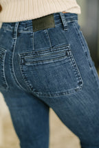 Judy Blue Mackenzie High Rise Flare Jeans – Vintage Patch Pocket Denim