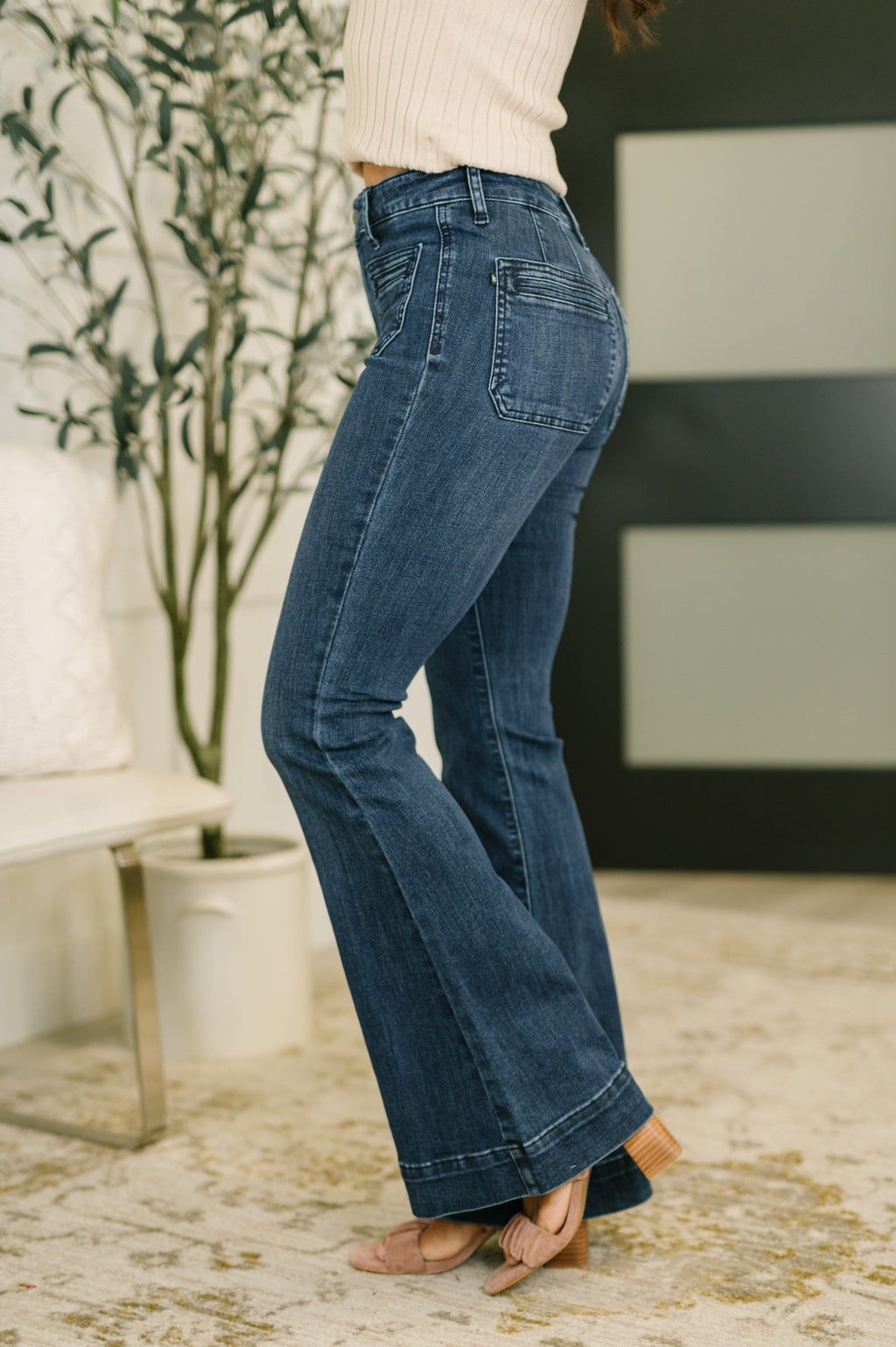 Judy Blue Mackenzie High Rise Flare Jeans – Vintage Patch Pocket Denim