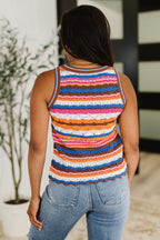 Striped Sweater Knit Tank Top – Scalloped Hem Cotton Tank