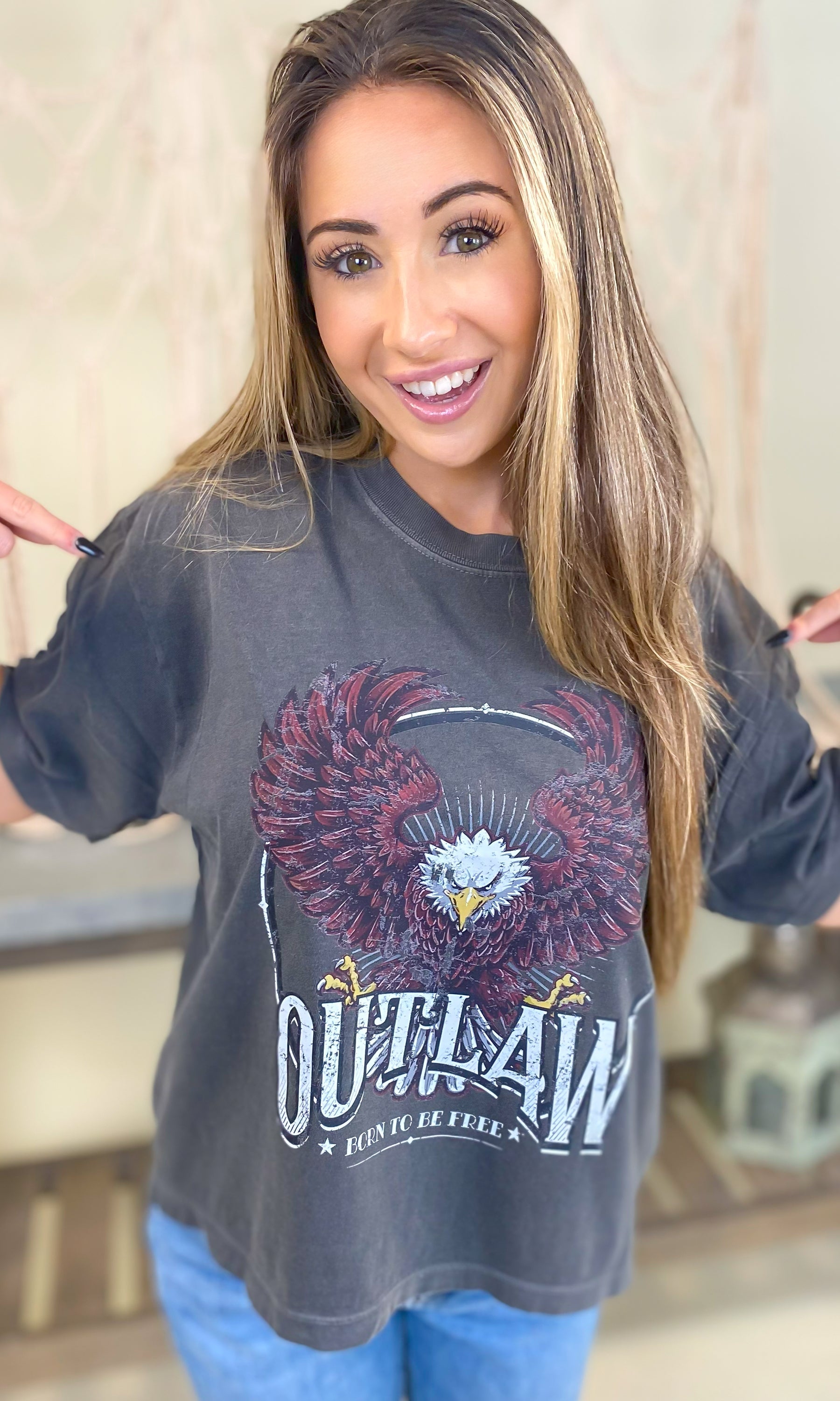 Outlaw Eagle Boxy Comfort Color Graphic T-Shirt