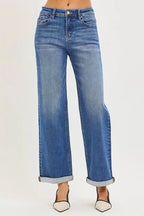 risen jeans for women in a relaxed fit, high waist, cropped bottom