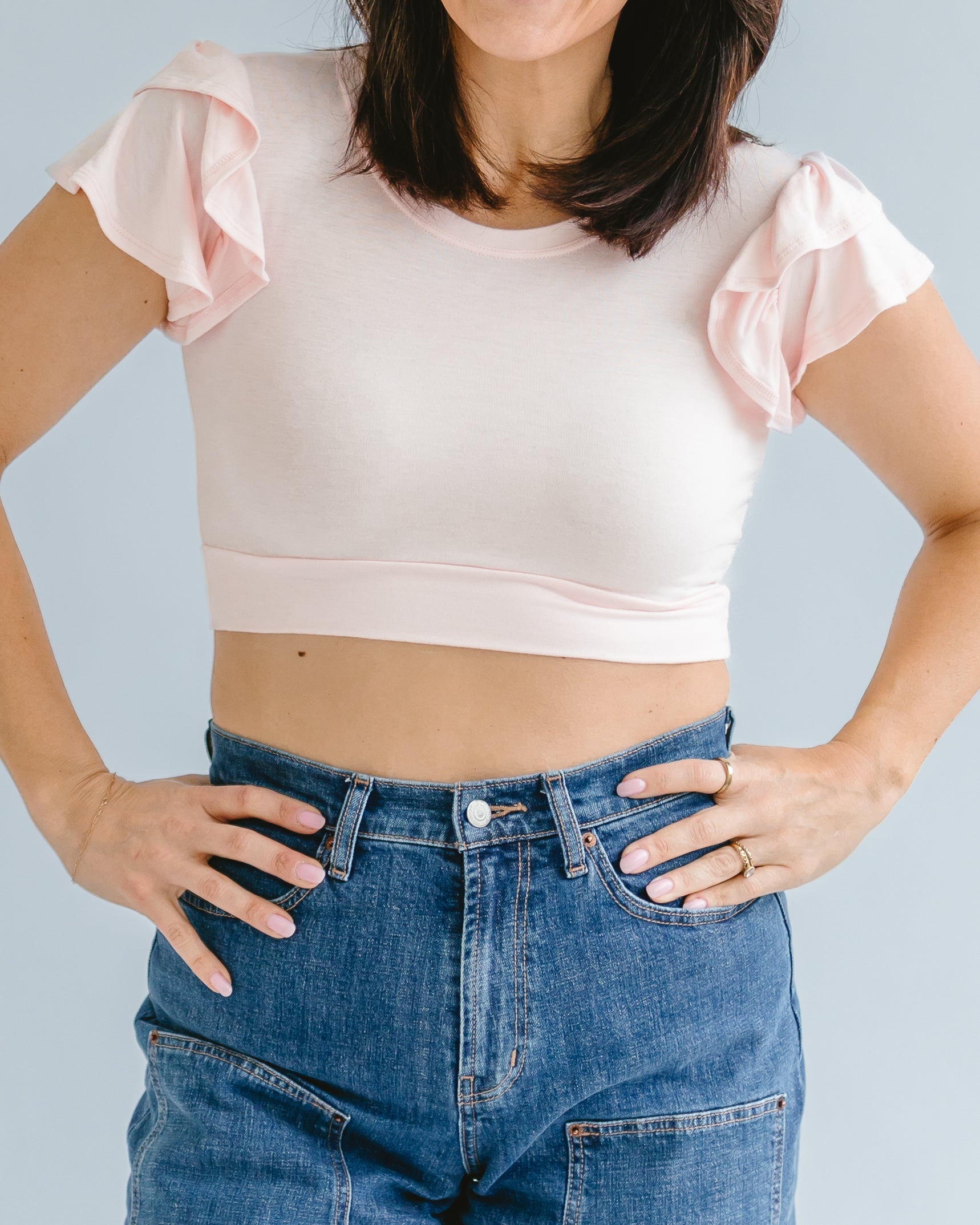 Ruffle Sleeve Halftee