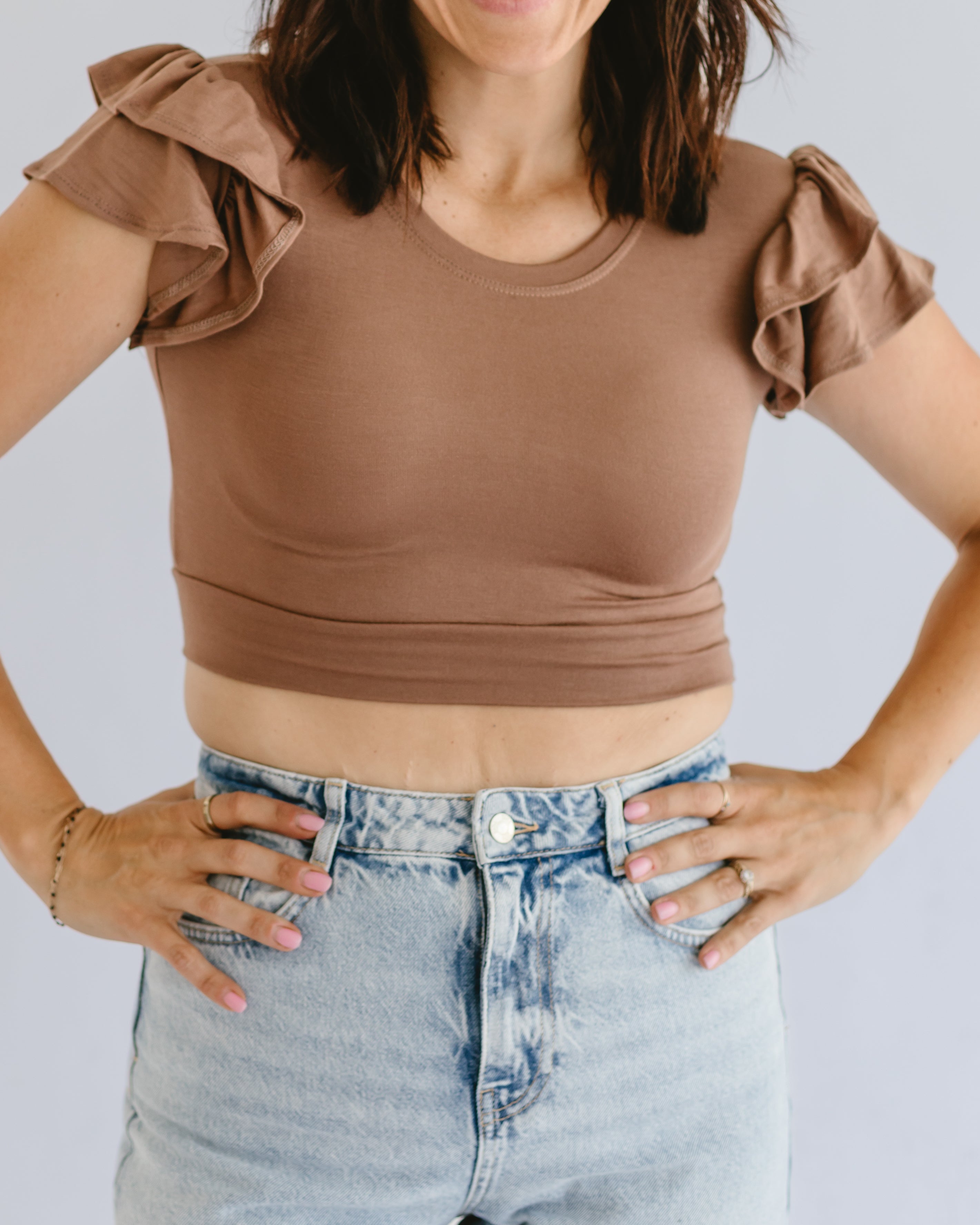 Ruffle Sleeve Halftee