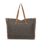 Myra Floweret Weekender Bag for Women – Floral Printed Front, Buckle Closure, Fringed Edges for Travel Chic