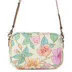 Myra Meadow Song Cotton & Leather Crossbody Bag in Lemon Blossom