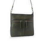 Myra Zidana El Paso Twin Veg Tanned Leather Crossbody Bag in Olive Grove