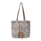 Myra Southern Bloom Cotton & Leather Bucket Bag in Oasis Cream