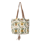 Myra Southern Bloom Cotton & Leather Bucket Bag in Chestnut Beige