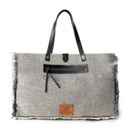 Myra Frayed Frontier Western denim Tote Bag for Women in denim black with fringe detail