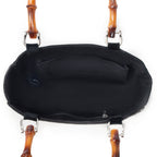 Myra Eight Seconds Western hand beaded bag in black with bamboo handle and horse embroidery