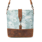 Myra Sagefield Cotton & Leather Shoulder Bag in Mint Brown