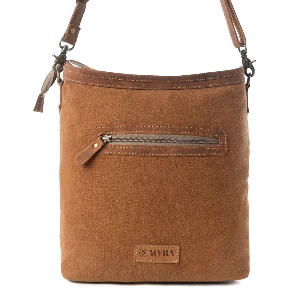 Myra Diamondback Trail Western Shoulder Bag for Women in Brown with Rug details