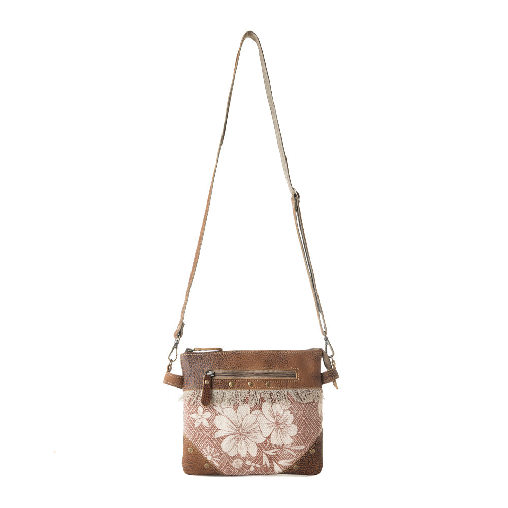 Myra Inkwild Vintage Crossbody Bag for Women in rust with fringe detail