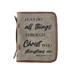 Myra Graceword Western Bible Cover in olive with flap closure and leather detail