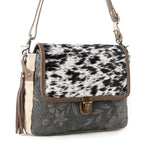 Myra Meadowhide Western Shoulder Bag for Women in Brown with hairon flap