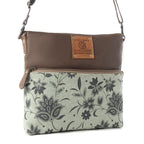 Myra Wildprint Trail upcycled canvas crossbody Bag for Women in sage with floral detail