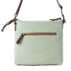 Myra Wildprint Trail upcycled canvas crossbody Bag for Women in sage with floral detail