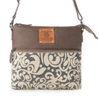 Myra Wildprint Trail upcycled canvas crossbody Bag for Women in ivory with vintage print