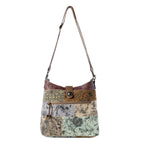Myra Sageweave Vintage Shoulder Bag for Women in sage with patch detail