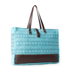 Myra Aztec Sky Western Weekender Bag for Women in turquoise with print detail