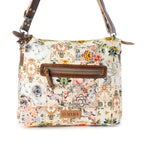 Myra Posy Mesa upcycled canvas Bag for Women in beige with floral detail