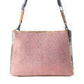 Myra Rosemist Leather Bag for Women in pink with textured detail and shoulder strap