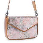 Myra Wild Print Leather Bag for Women in cream with textured detail and shoulder strap