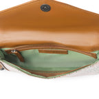 Myra Wild Print Leather Bag for Women in cream with textured detail and shoulder strap