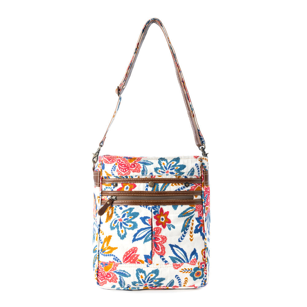 Myra Folkflora upcycled canvas concealed Carry Bag for Women in white