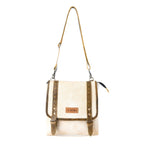 Myra Boss Hide Western Concealed Carry Bag for Women in creme with leather detail