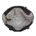 Myra Polos Aztec Canvas Tote for Women â€“ Tribal Print Body with Dual Leather Handles for Everyday Western Style