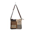 Myra Seeds of Love Crossbody Bag - Vintage Patch Leather Shoulder Bag with Zippered Pockets for Western Style