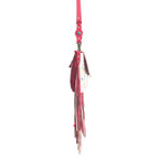 Myra Rosa Verde Hand Tooled Leather Sling Bag for Women â€“ Pink Floral Western Flap, Fringe Sides, Speckled Print Body