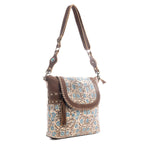 Myra San Ysidro Falls Paisley Print Shoulder Bag for Women – Leather Straps with Turquoise Stud Detailing for Carnival Adventures