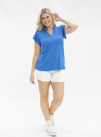 The Nicole V-Neck Top, Blue