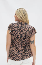 The Nicole V-Neck Top, Leopard