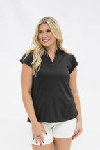 The Nicole V-Neck Top, Black