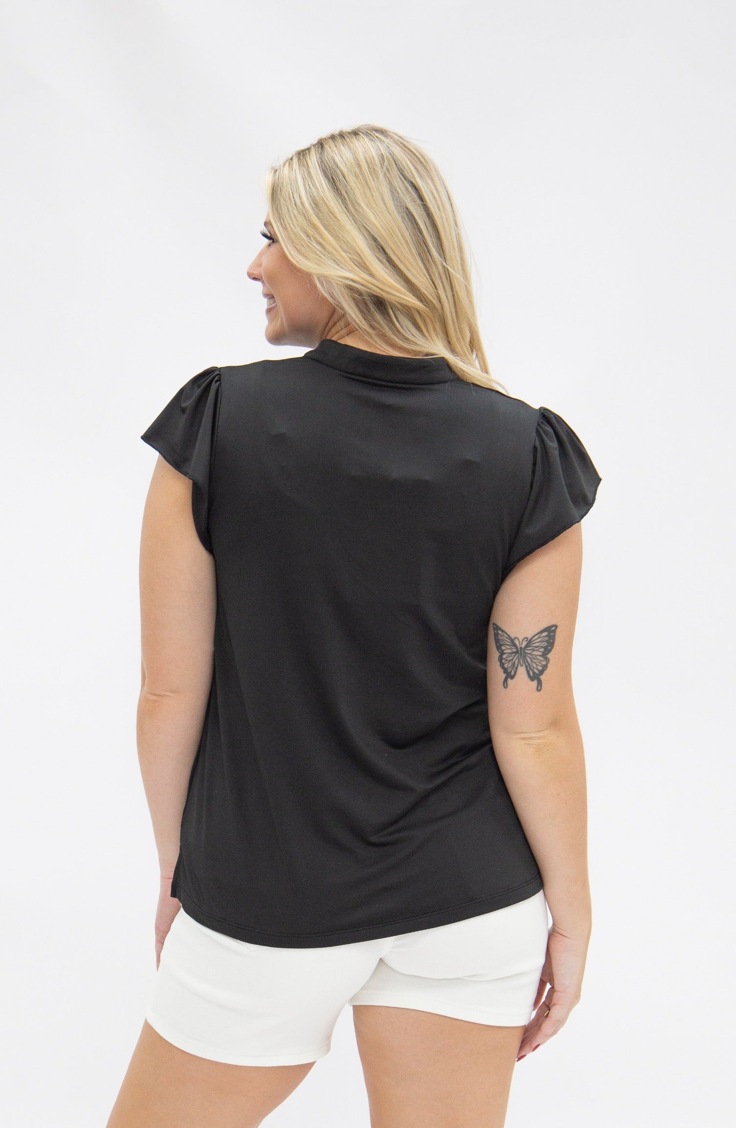 The Nicole V-Neck Top, Black