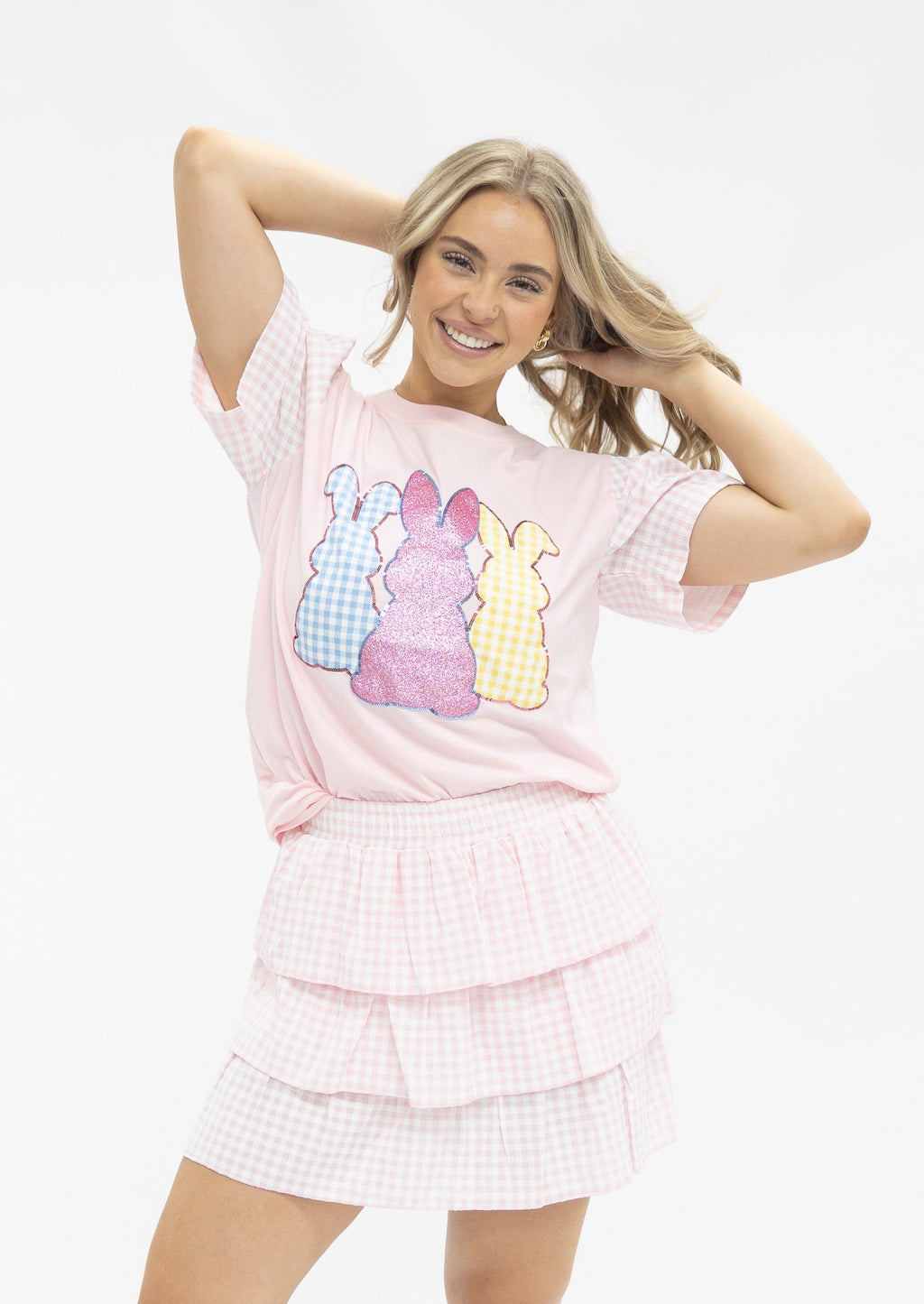 Bunny Patches on Pink Princess Top