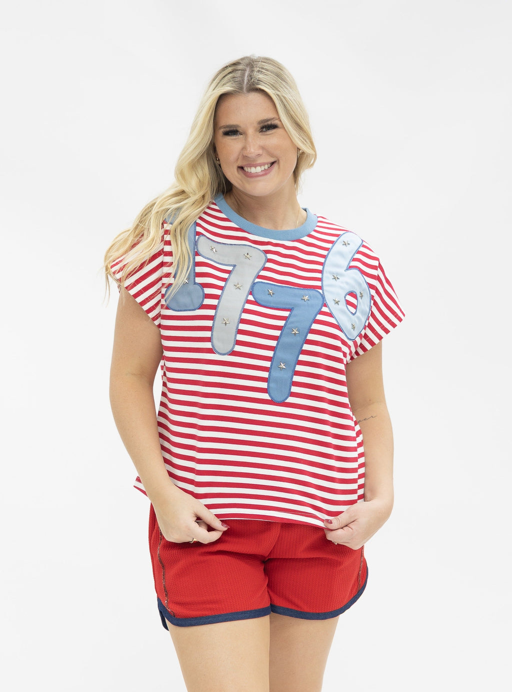 1776 on a Short Sleeve Stripe Top