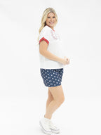 Sequin "USA" on White Top