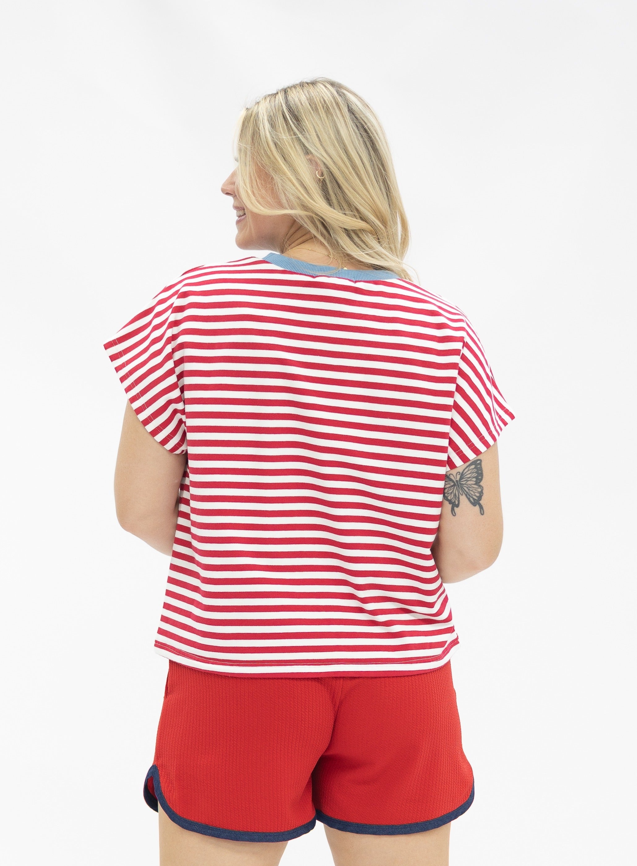 1776 on a Short Sleeve Stripe Top